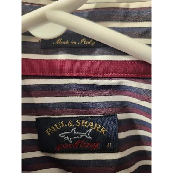 Paul And Shark Yachting Men Shirt Made In Italy Size 41 Long Sleeves Pre-Owned - Picture 2 of 8